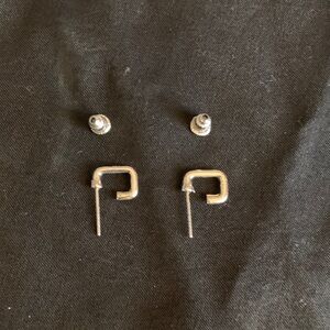 Silver Geometric Stud Earrings